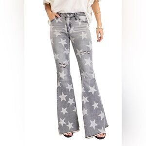 Easel Denim Star Wide Leg Jeans